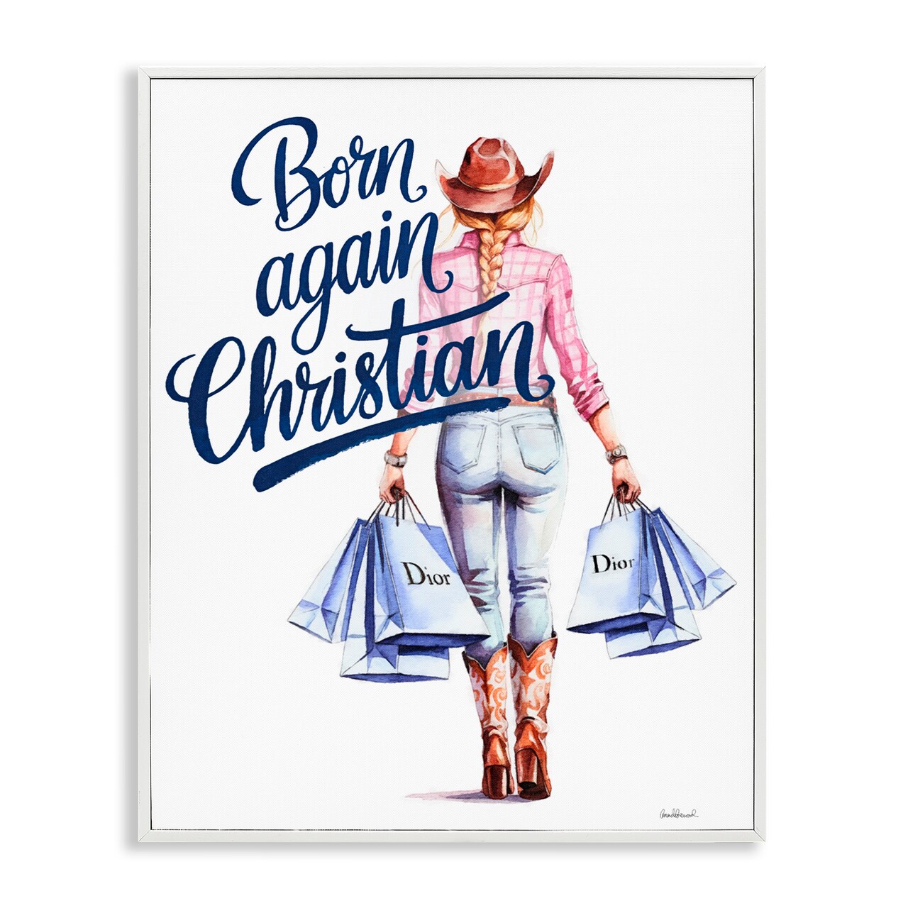 Stupell Industries Born Again Christian Cowgirl Framed Giclee, design by Amanda Greenwood